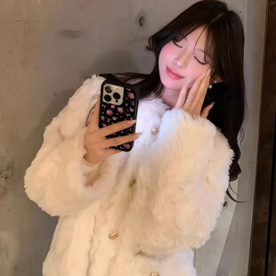 2025秋冬羊羔毛毛外套2025新款 千金赫本风高级感保暖加厚皮草上衣