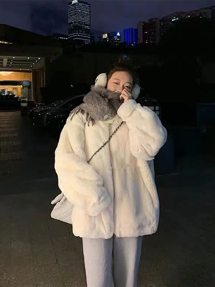 韩系羊羔绒宽松高级感皮草