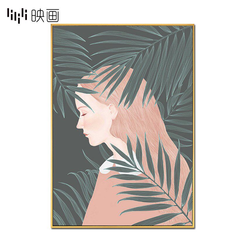 人物装饰画竖版美女客厅沙发背景墙挂画房间画简约现代墙壁画组合