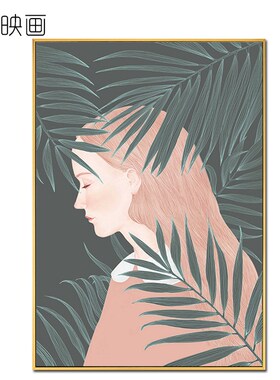 人物装饰画竖版美女客厅沙发背景墙挂画房间画简约现代墙壁画组合