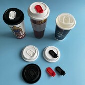 U型槽分体饮料密封l盖 密封奶茶杯盖一次性饮料杯盖打包盖塑料杯