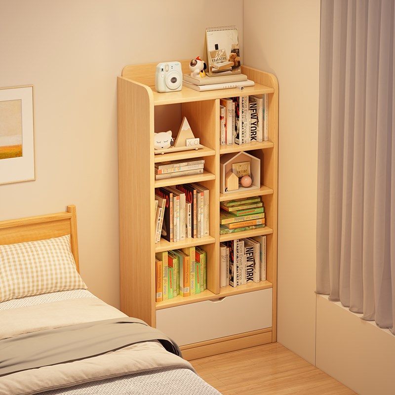 书架落地置物架卧室不占地的置物柜一体靠墙储物柜子儿童转角书柜