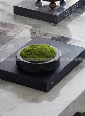 一匚 简约中式大理石盆景软装装饰  样板间酒店会所客厅玄关摆件