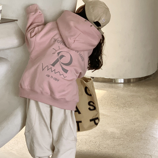 女童加绒卫e衣儿童2023新款冬装大童冬季长袖帽衫洋派休闲连帽上
