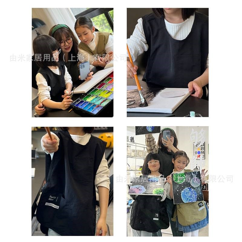 防水少儿围裙亲子绘画美术生游学N马甲幼儿吃饭围兜
