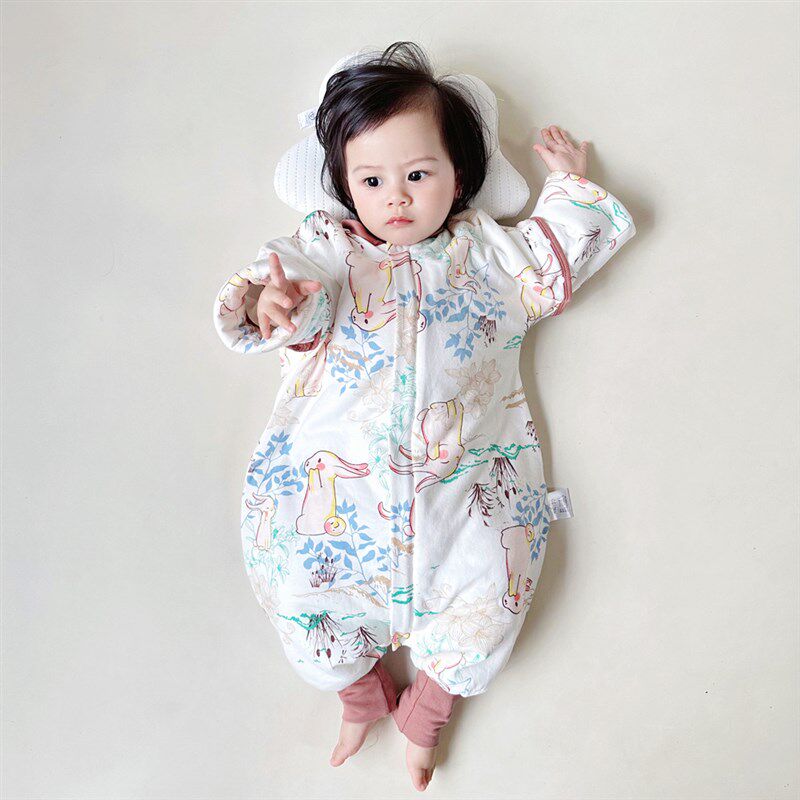 卡通款婴儿睡e袋秋冬恒温分腿儿童睡袋a类全棉卡通宝宝睡袋防踢被