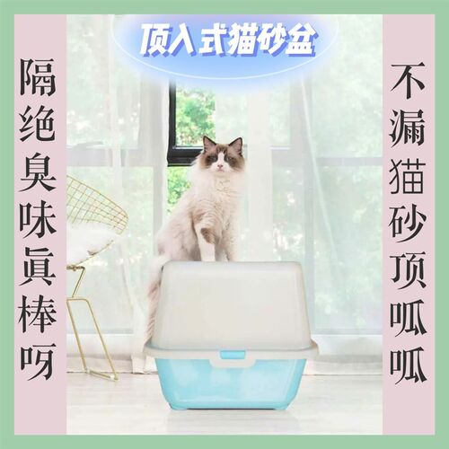 顶入猫砂盆防外溅全封p闭上入式特大号隔臭猫厕所超大号幼成猫专