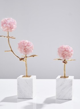 现代简约粉水晶花球酒柜装饰品摆件客厅电视柜轻奢高档家居摆设