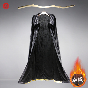 斗篷古装男加绒披肩式印花唐朝连帽汉服大氅长款外套披风男冬季