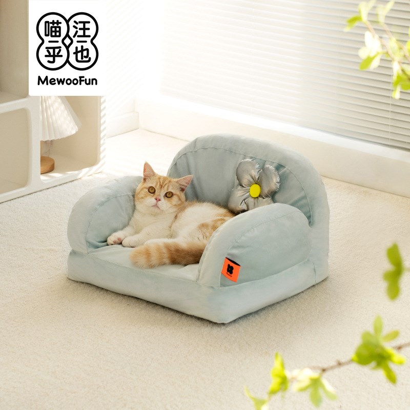 猫咪沙发布艺宠物窝可拆洗猫窝纯棉网红猫床N猫躺椅大号猫床保暖