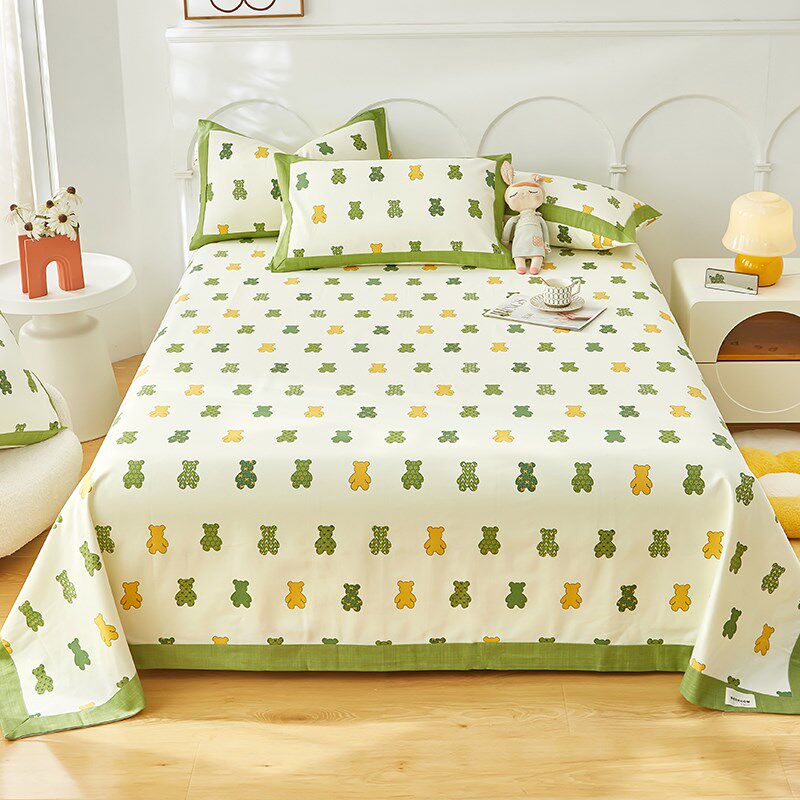 A类母婴老粗布床单单件纯棉100全棉加厚卡通被单枕套三件套春夏季