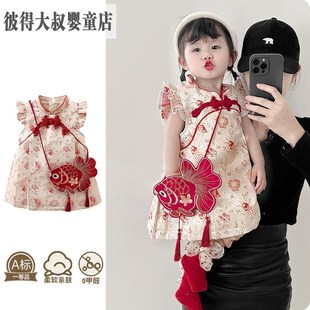 女童连衣裙宝宝过年服公主裙拜年C服裙子小女孩新年衣服薄款宴礼