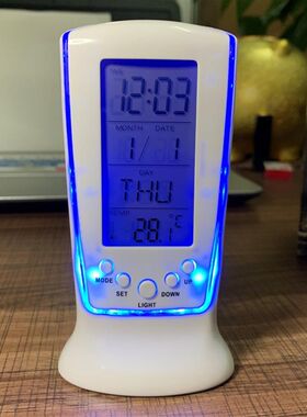 510时计迷你小闹钟LED夜光音乐闹铃静音懒人电子钟带温度创意礼品