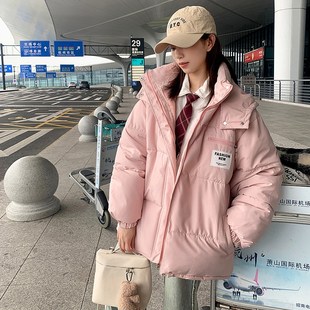新冬季韩版c羽绒棉服女中长款小个子宽松加厚时尚面包棉衣学生外