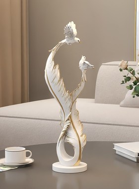 轻奢高级感羽毛桌面摆件客厅电视柜地台入户玄关艺术新年装饰品