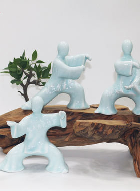 新中式家居太极人物创意摆件琴棋书画陶瓷玄关创意饰品书柜陈设品