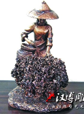 新品传统民俗茶文化主题雕塑玻璃钢摇青包揉制茶人物铜雕户外园林