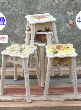 欧式日式北欧原木餐桌凳实木家俱餐椅创意方凳板凳餐凳可折叠