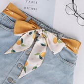 饰丝带配裙子牛仔裤 裤 腰带女装 夏长条印花丝巾连衣裙打结腰绳配饰