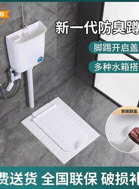 家用超薄款带盖板蹲便蹲坑式卫生间便池便盆大便器蹲厕Z冲水箱套