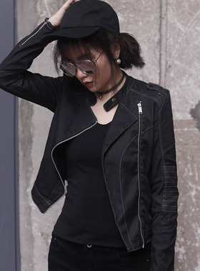 黑色牛仔外套女短款韩版春秋修身显瘦2020新款百搭小个子机车上衣