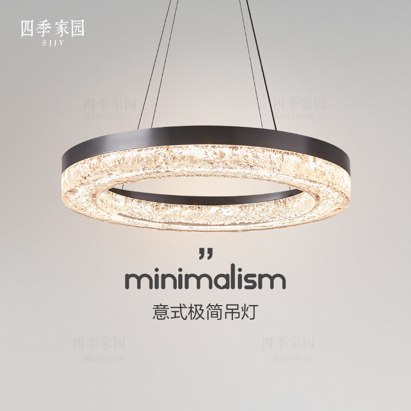 意式极简轻奢客厅吊灯现代简约大气高端餐厅卧室T全铜别墅大厅主