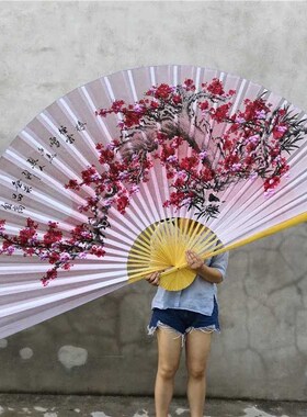 1.2*2.2米 超大号折扇中式客厅卧室装饰挂墙扇子 古风绢布道具扇