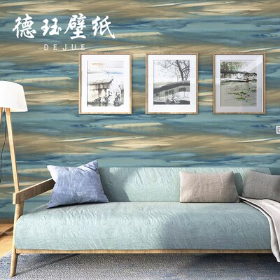 抽象乌云彩云墙纸艺术油画  客z厅卧室餐厅时尚背景墙蓝色北欧壁