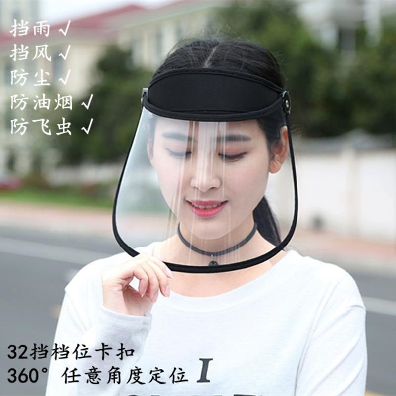塑料雨衣遮脸面罩透x明防护防雨帽头戴式防尘防风空顶电动车摩托