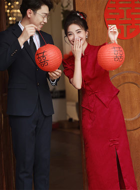 敬酒服高级感2024新款中式新娘结婚礼服鱼尾订婚旗袍轻奢小众冬季