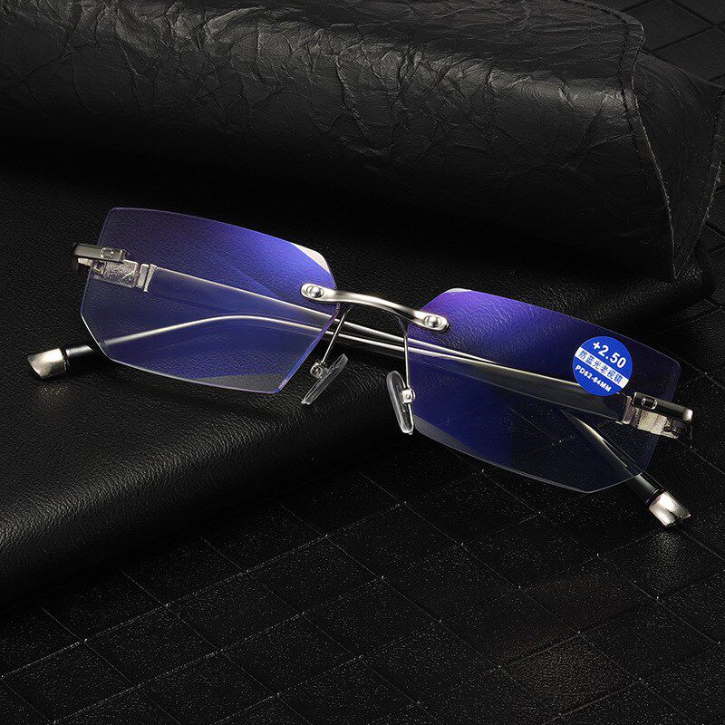 男款无框孔切边老花q镜防蓝光清树脂镀膜潮流女式老视镜老光镜