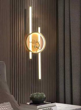 北欧金色后现代客厅壁灯轻奢大气电视背景墙灯过道卧室床头壁挂灯