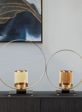 新中式客厅酒柜铁艺摆设博古架摆件家居饰品样板房金属玄关创意