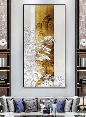 浮雕立体迎客松实物画酒店餐厅装饰画客厅饭店背景墙玄关挂画中式