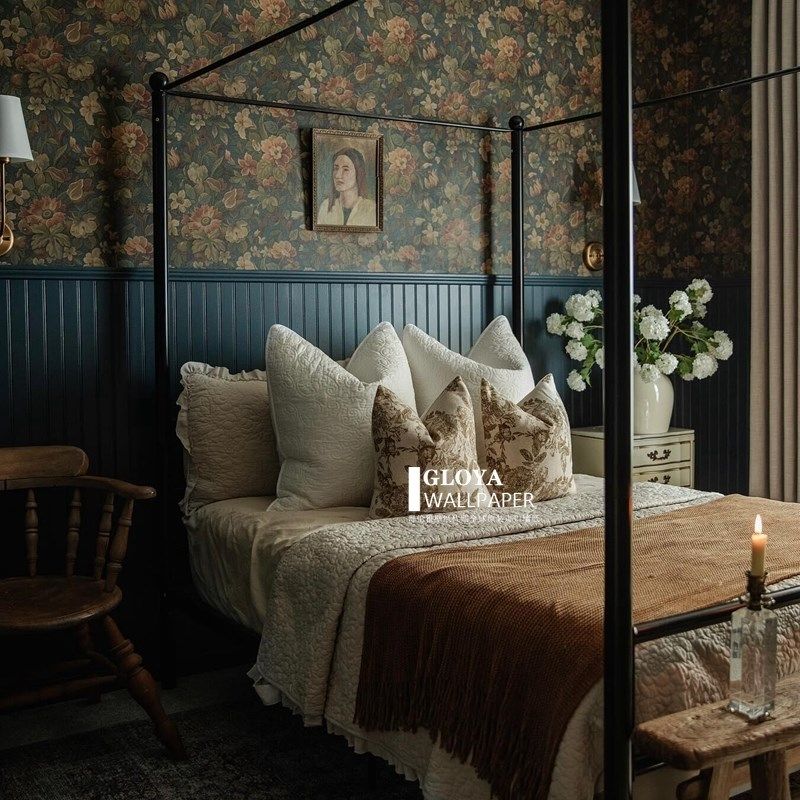 欧式复古花园墙纸北欧大花卉客厅电视背景墙壁画卧室墙布餐厅壁布,家装主材,定制壁画,淘宝优惠券,粉丝福利购,淘宝优惠卷