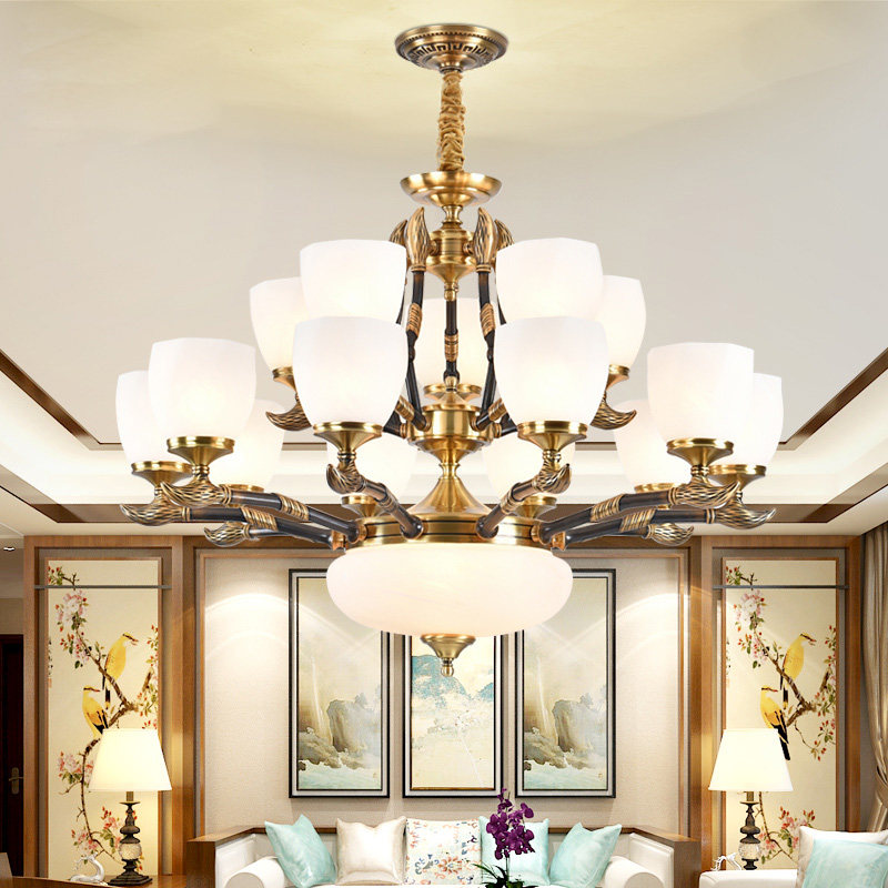 禅意新中式古典全铜云石大厅客厅别墅饭厅复式楼梯茶楼楼中楼吊灯,家装灯饰光源,客厅吊灯,淘宝优惠券,粉丝福利购,淘宝优惠卷