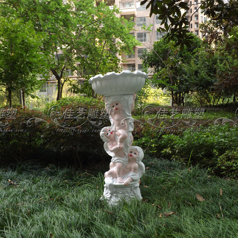 欧式花园鱼池水景摆设佳艺雕塑欧式浮雕天使多层流水喷泉喷水摆件