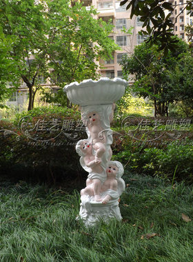 欧式花园鱼池水景摆设佳艺雕塑欧式浮雕天使多层流水喷泉喷水摆件
