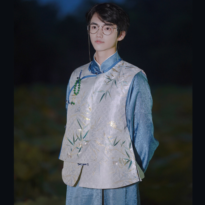 花月遥   清代k晚期民r国男装长衫刺绣马褂马甲中山装情侣 不是汉
