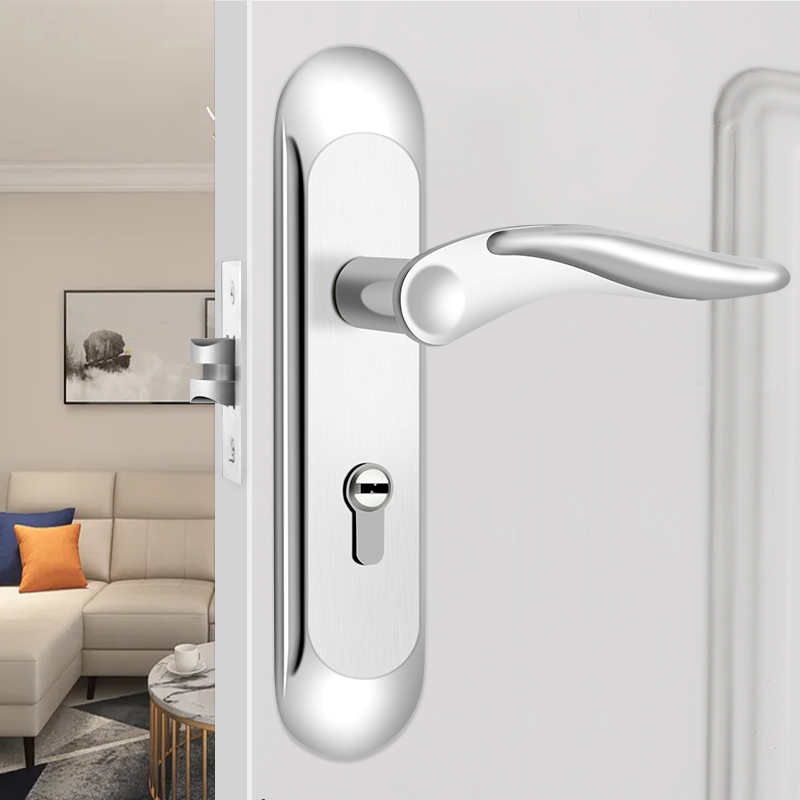 单舌室内卧e室门锁家用通用型房间木门锁老式门把手5W0锁舌锁具换