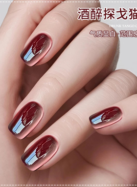 安可拉红猫眼甲油胶2025年新款酒红色玻璃珠猫眼胶秋冬美甲店专用