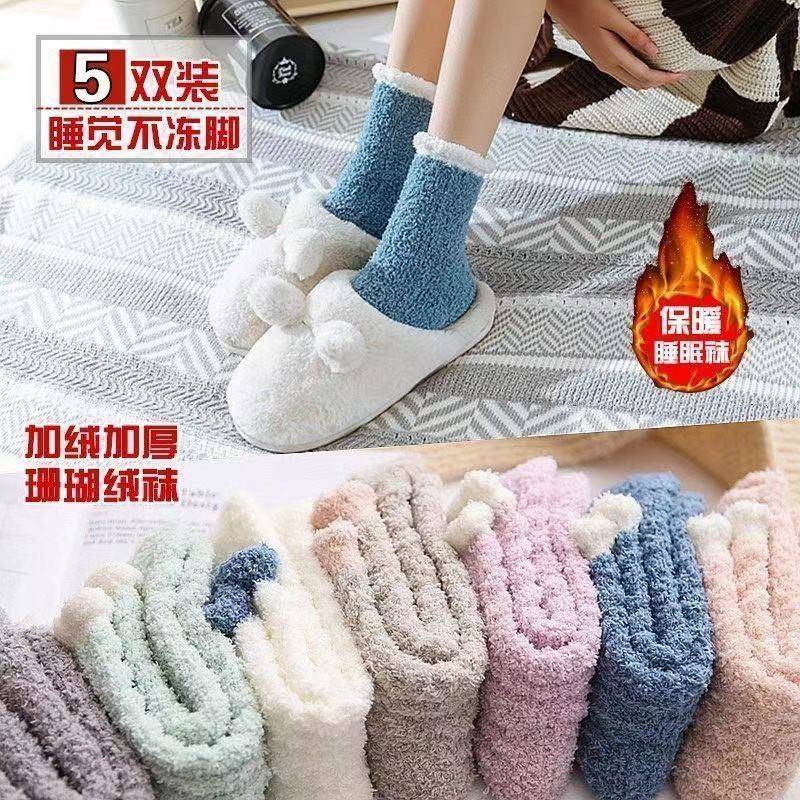 Thick Socks for Winter Womens Coral Fleece Japanese Socks F