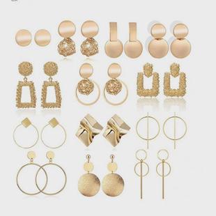 Women Big Geometric Statement Gold Metal Drop Earrings耳环女