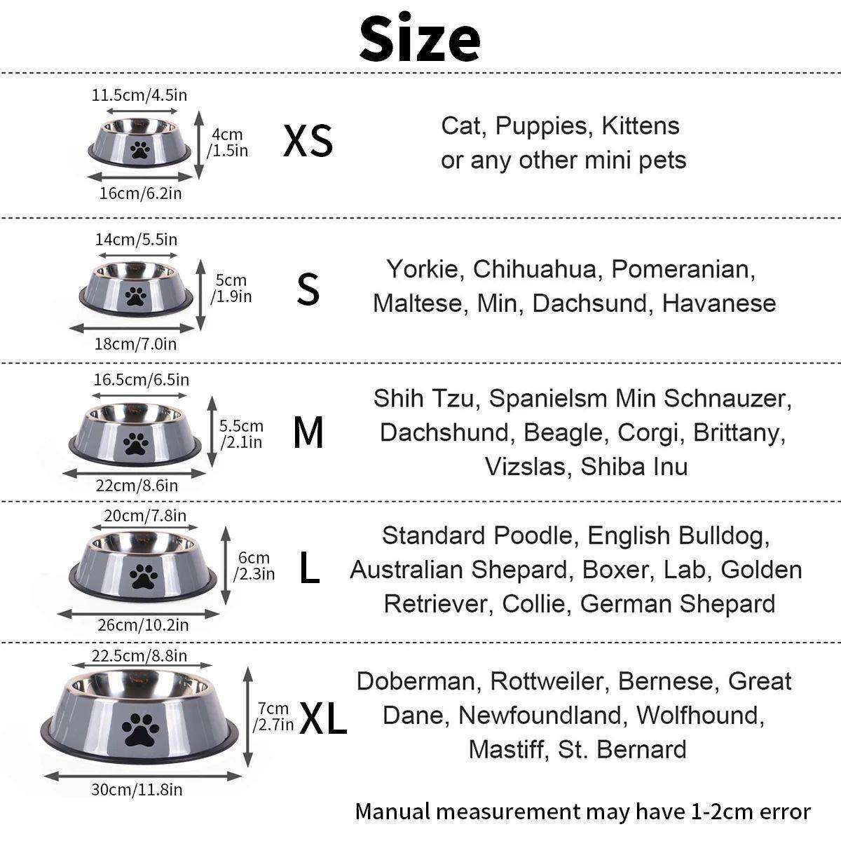 1PC Stainless Steel Pet Bowl Cat Bowl Dog Food Bowl Multi-Sp