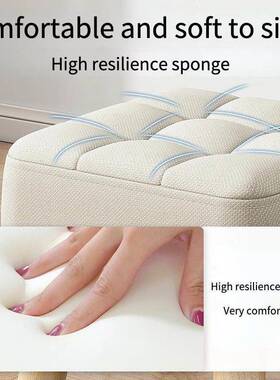 Dia0cm Round Ottoman Foot Rest Stool Linen Fabric Padded Se