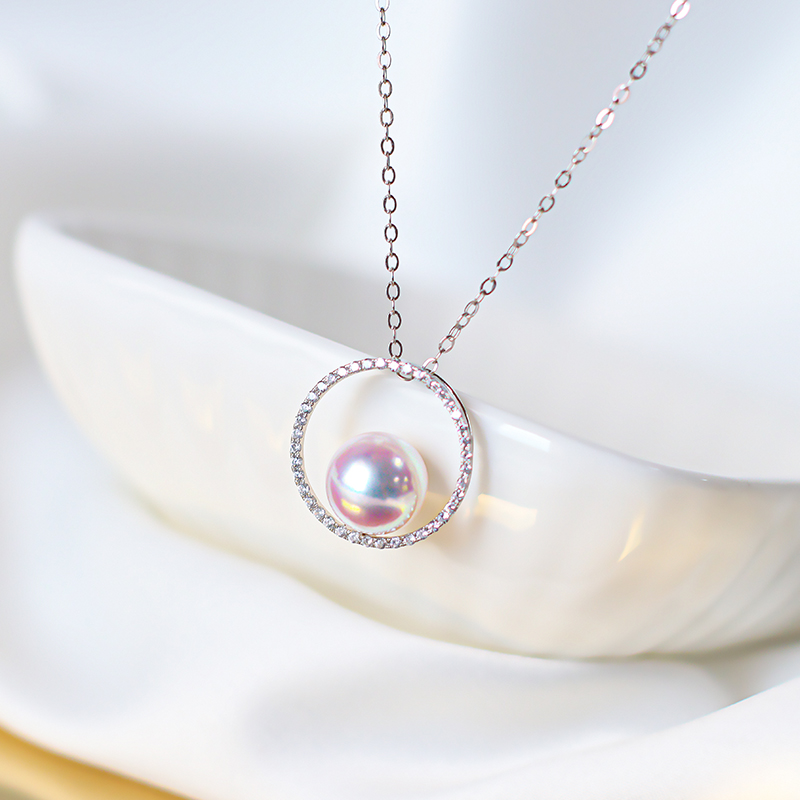 M家circle 日本akoya天然海水珍珠吊坠锁骨项链18K金流金岁月袁泉