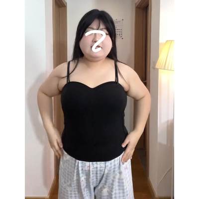 大码女装一体文胸黑色吊带背心女内搭夏季新款带胸垫抹胸美背上衣