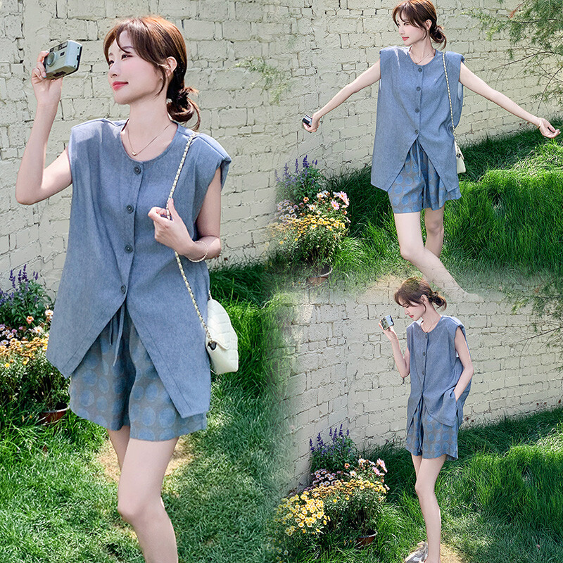女装/女士精品套装/学生校服/工作制服时尚套装2025年夏季SMLXL蓝