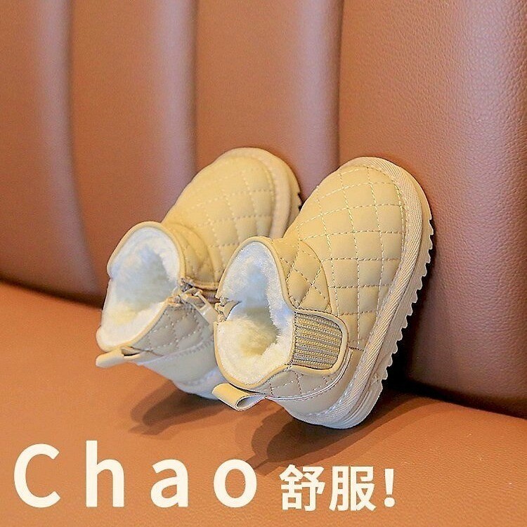 男宝秋冬雪地靴儿童加绒棉