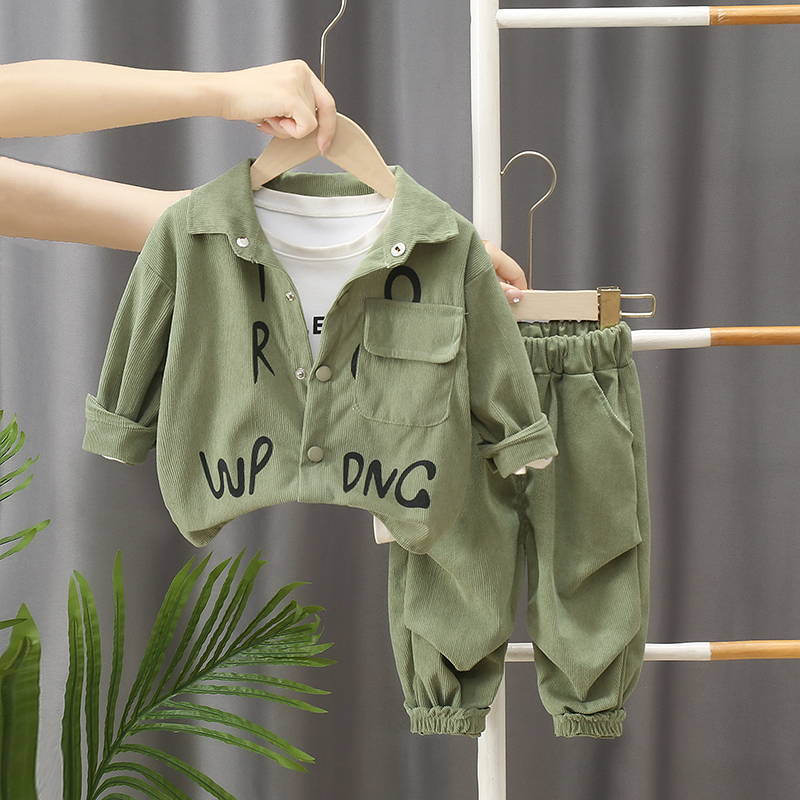 男童秋季套装2024新款小童韩版帅气宝宝春秋洋派灯芯绒运动两件套